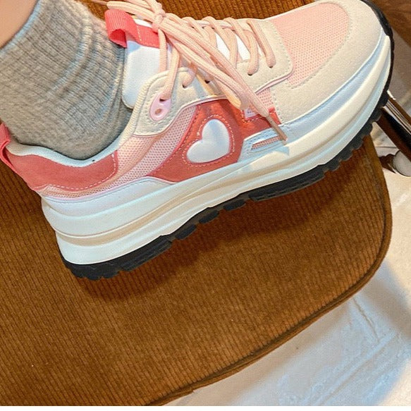 Korean Pink Kawaii Love Heart Daddy Sneakers