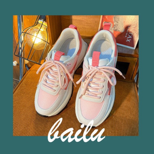 Korean Pink Kawaii Love Heart Daddy Sneakers