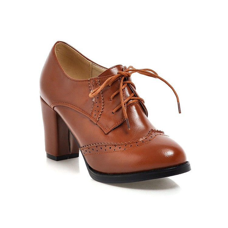 Zapatos Oxford para mujer con cordones y zapatos de vestir gruesos 