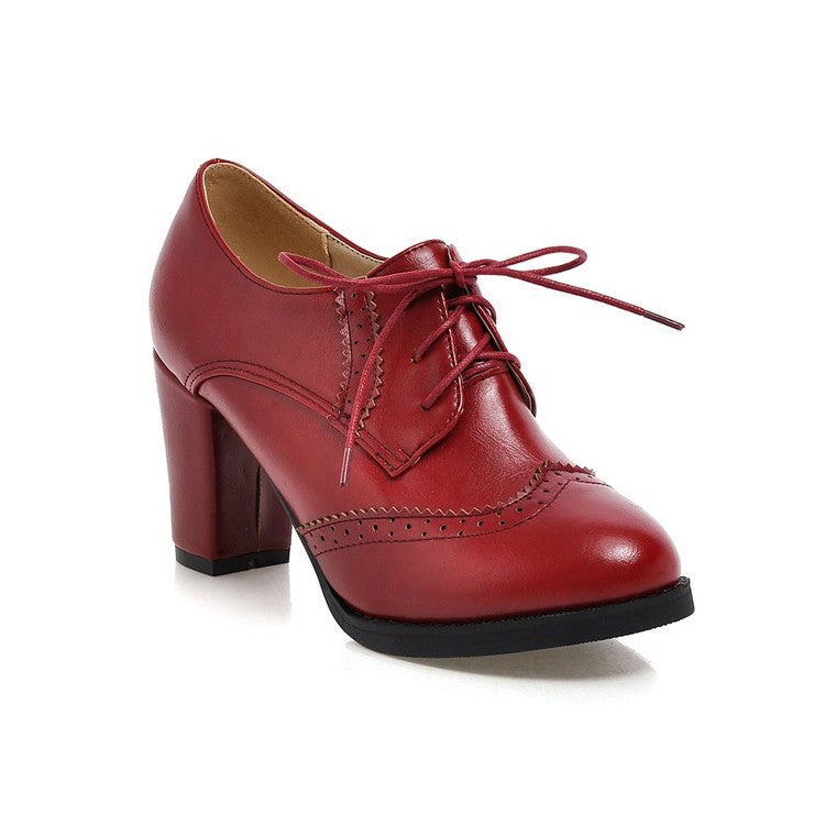 Zapatos Oxford para mujer con cordones y zapatos de vestir gruesos 