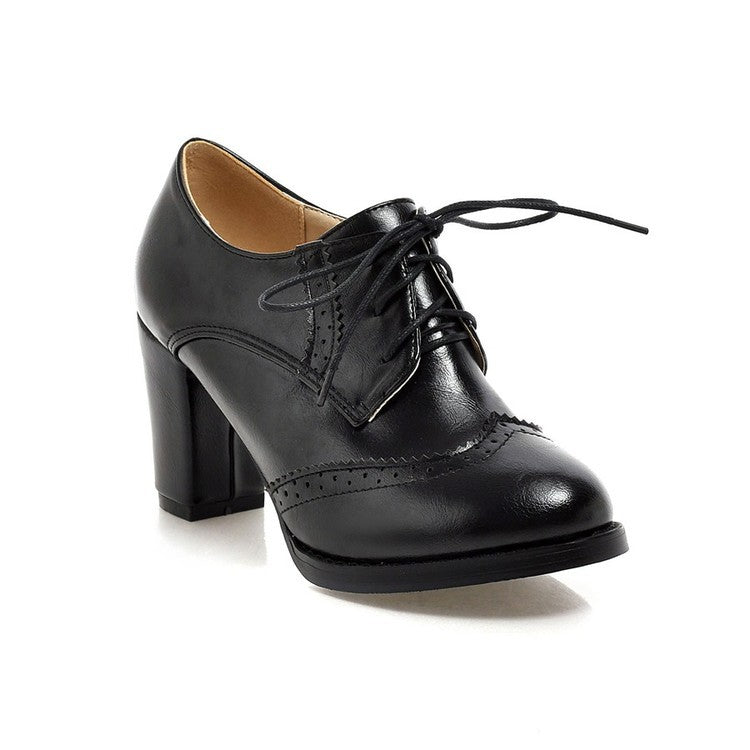 Zapatos Oxford para mujer con cordones y zapatos de vestir gruesos 