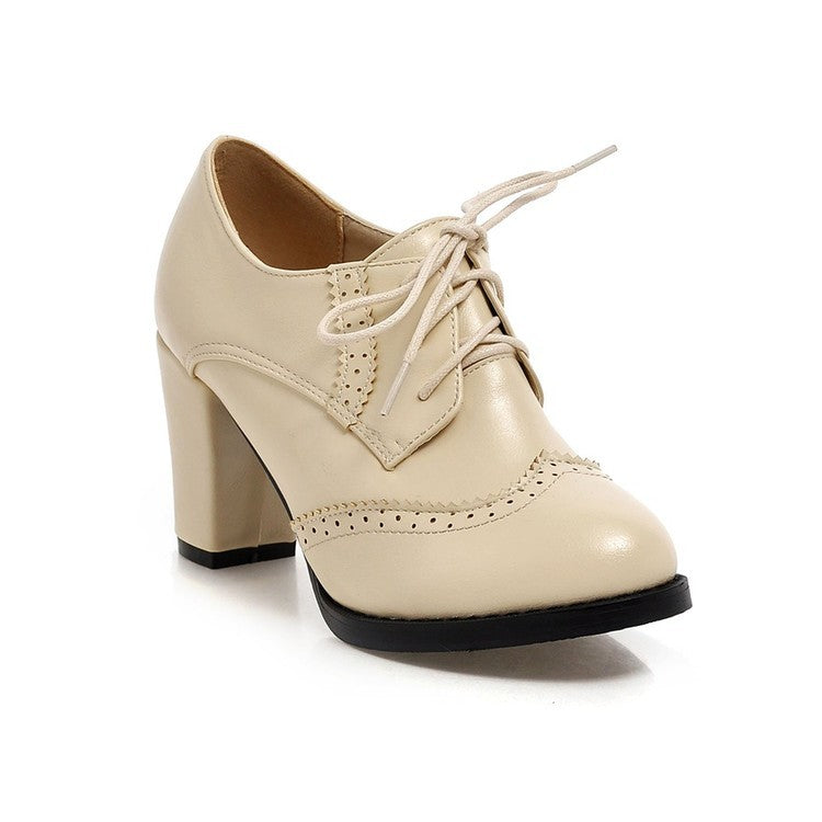 Zapatos Oxford para mujer con cordones y zapatos de vestir gruesos 