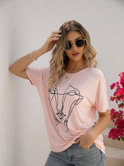 Women's T-Shirts Loose Printed Dolman Sleeve T-Shirt