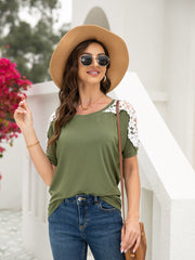 Women's T-Shirts Round Neck Loose Solid Color Short-Sleeved T-Shirt