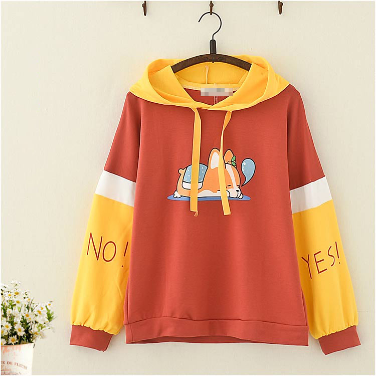 Niedlicher Kawaii Corgi-Hunde-Hoodie