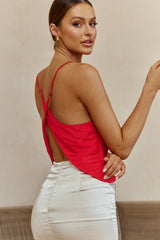 Miss Independent Cowl Neck Crossover Back Top Red