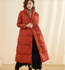 A-Line Long Winter Puffer Coat Duck Down Jacket Large Collar Women Warm Jacket 56603