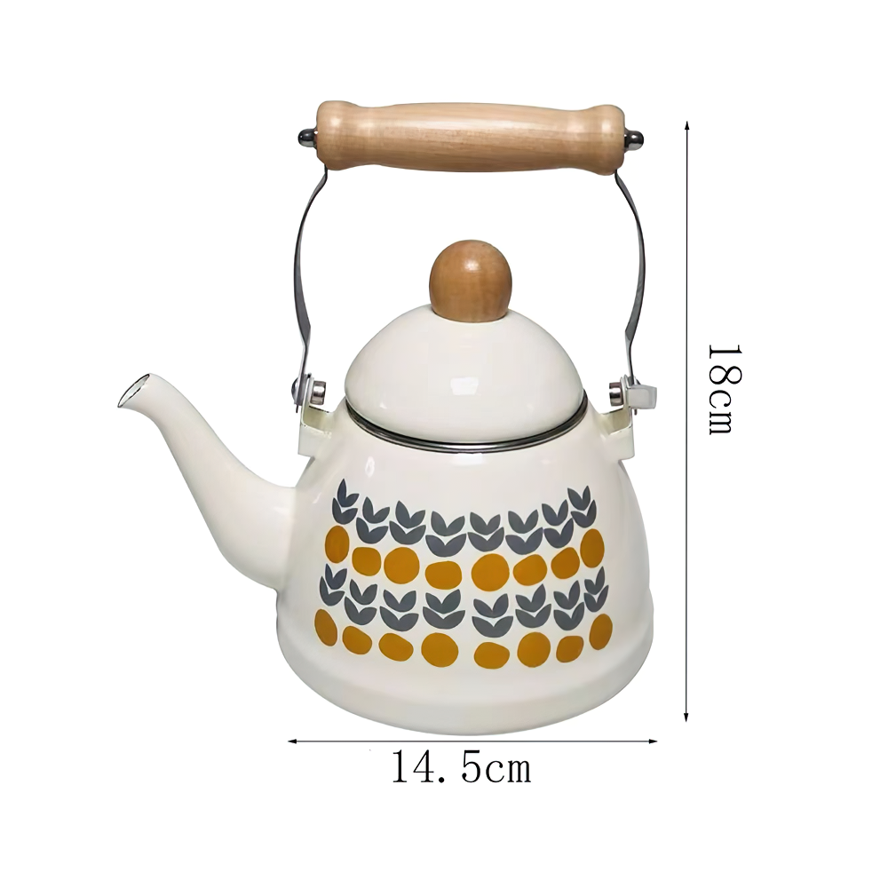 Retro Rustic Style Thickened Ceramic Enamel Teapot Tea Kettle 1.4L