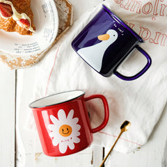 European Cartoon Sunflower Duck Ultra-hard china Mug 400 ml