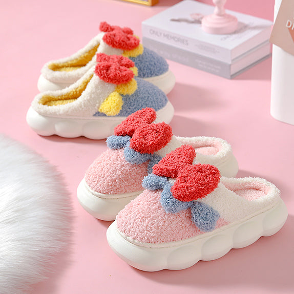 Chaussons en peluche Bowknot