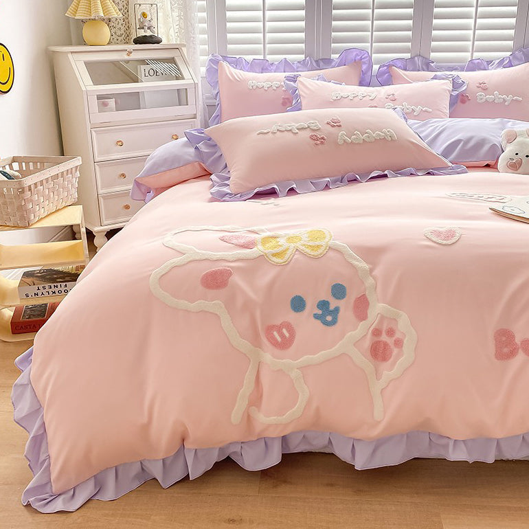 Cute Cartoon Rabbit Cotton Bedding Set