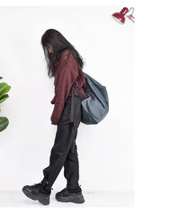 Travel Simple Style Women Backpack Canvas Shoulder Bag 6556