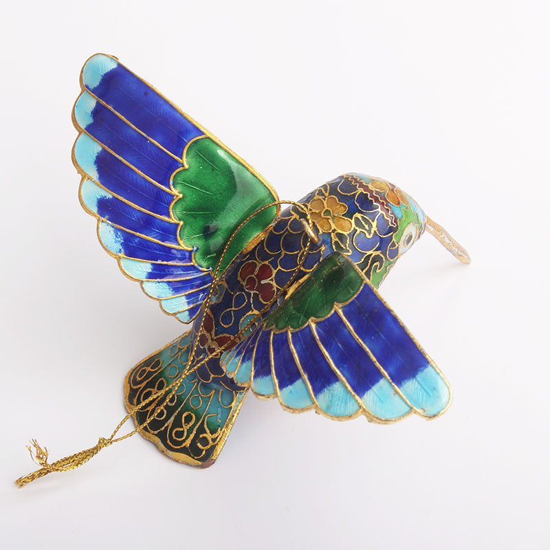 Cloisonné-Kupfer-Eisvogel-Kolibri-Anhänger. Filigrane Weihnachtsbaum-Anhänger-Kollektion 