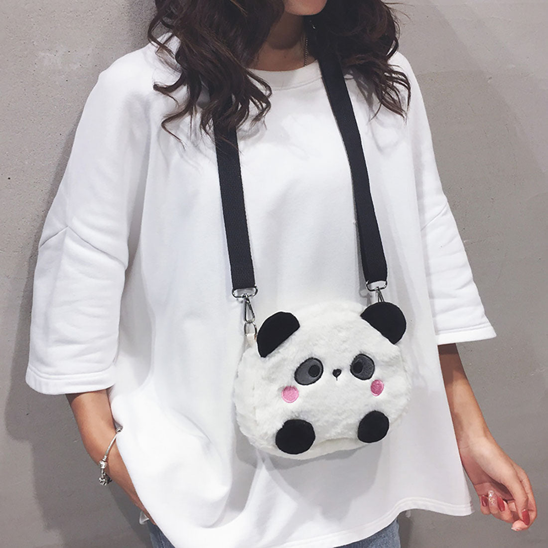 Sac à bandoulière en peluche panda mignon