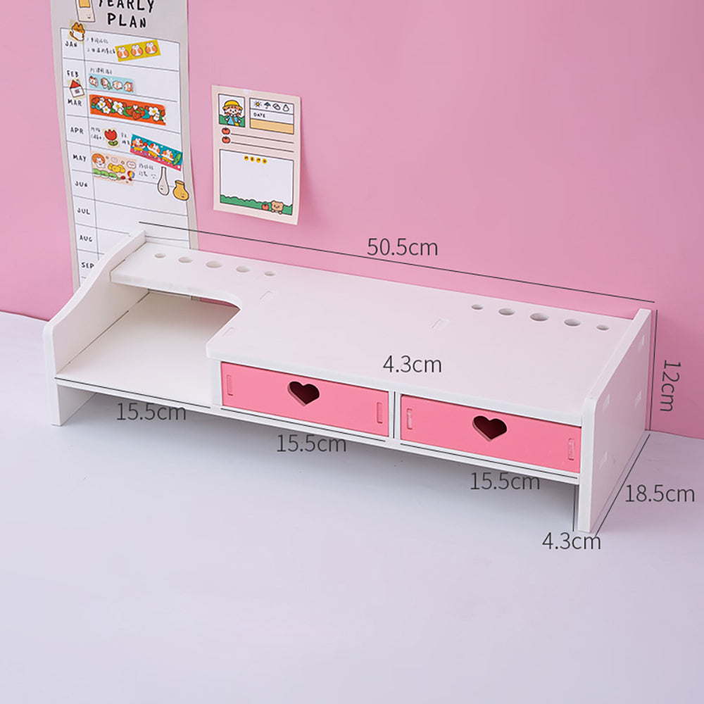 Kawaii Herzen Rosa Schreibtisch-Organizer aus Holz