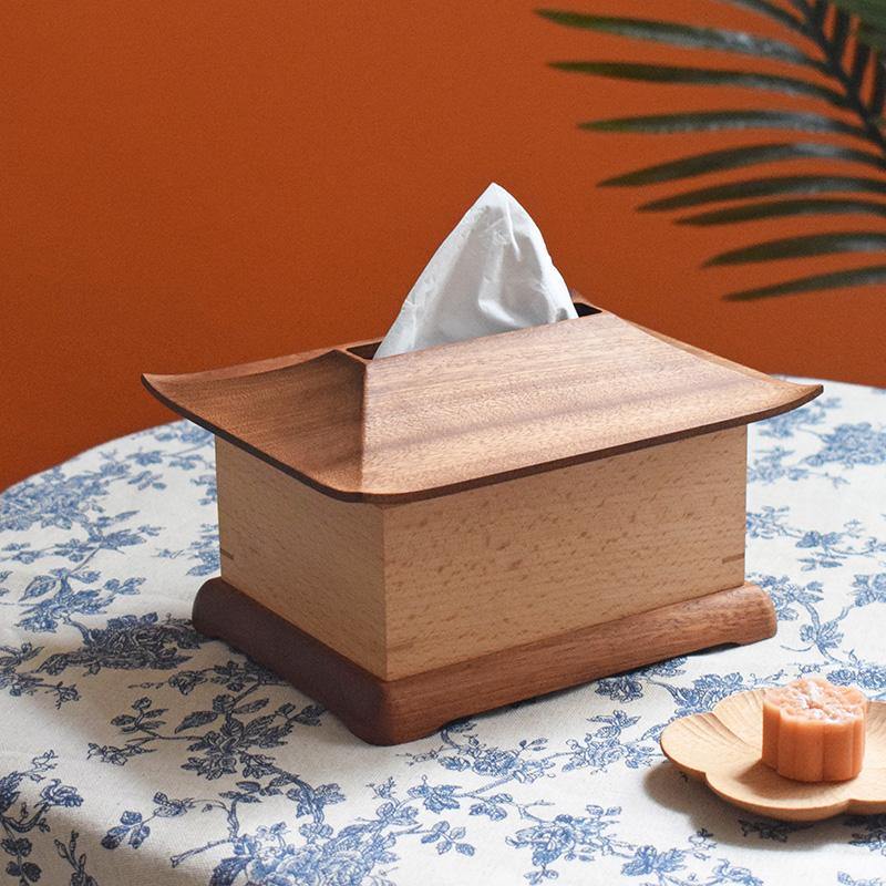 Retro House Decoration Tissue Box Cover Wooden Handmade