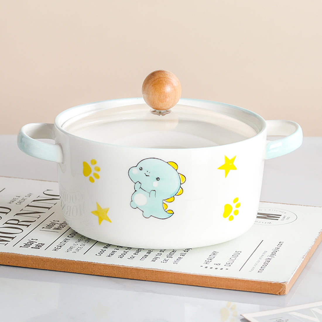 Cute Bunny Dinosaur Love Heart Ceramic Bowl With Lip