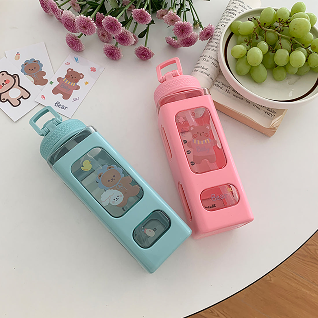 Bicchiere per bottiglia d'acqua Bear Pastels