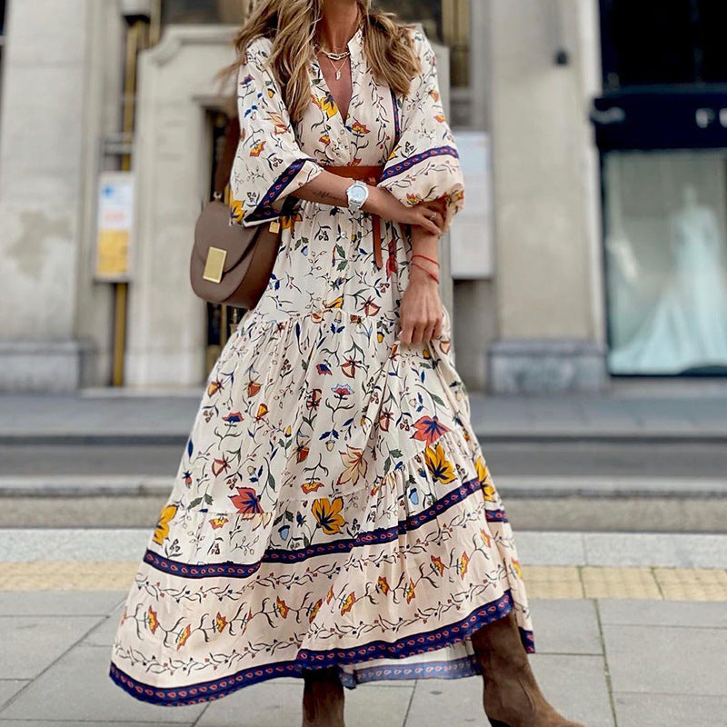 Fall/Winter Fashion Print Boho Long Dress