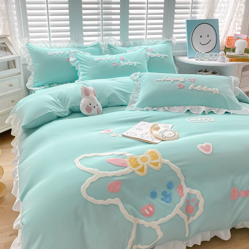 Cute Cartoon Rabbit Cotton Bedding Set