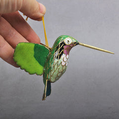 Cloisonne Copper Bodied Kingfisher Hummingbird Pendant Filigree Christmas Tree Pendant Collection