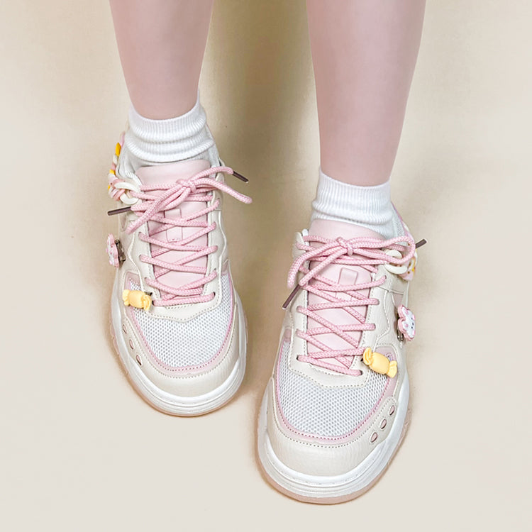 Star Bunny Chain ColorBlock Casual Sneakers