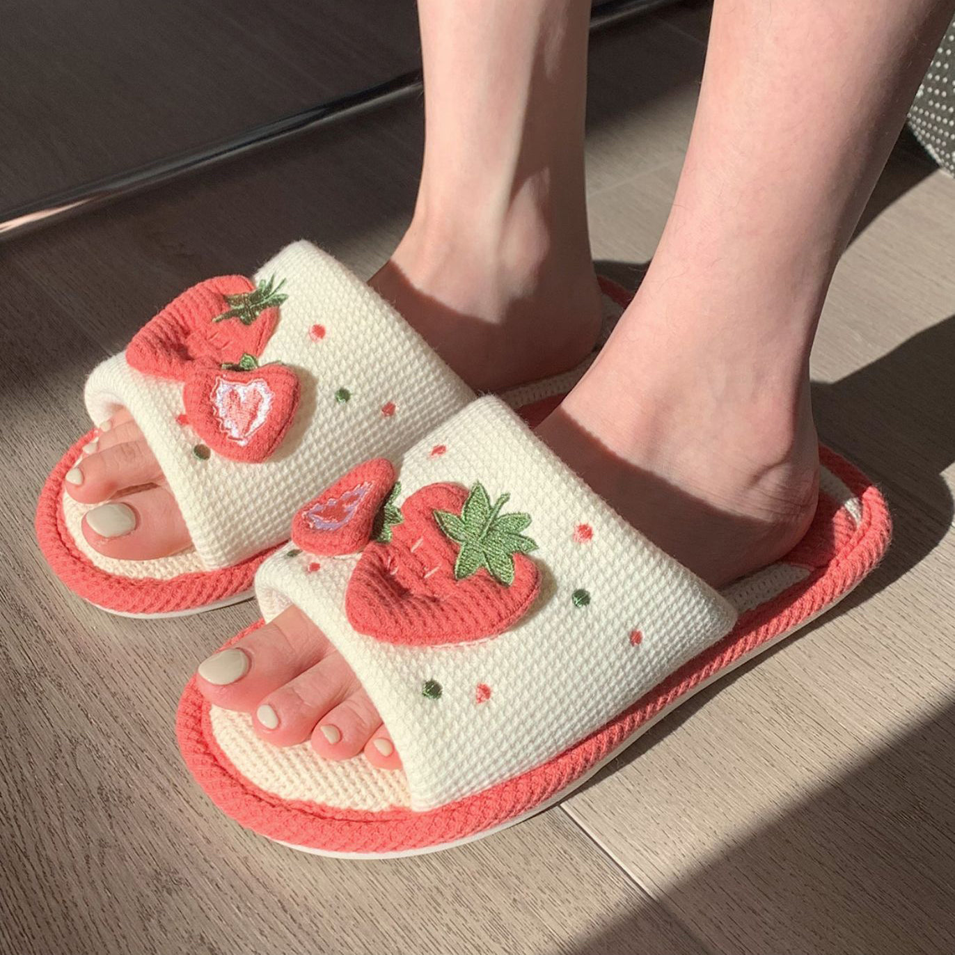 Cute Strawberry Linen Sandals