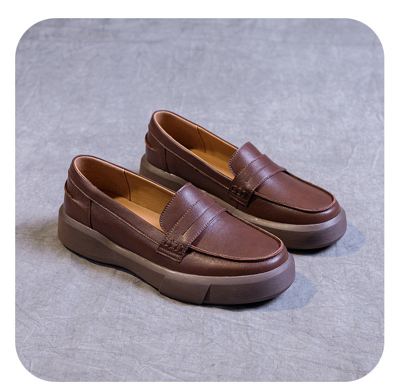 Womens Handmade Leather Soft Sole Loafers Flat Shoes