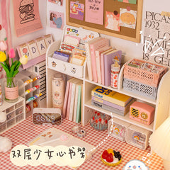 Kawaii Cream White Mini Desk Shelf Organizer