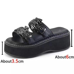 Womens Platform Wedge Summer Shoes Bat Punk Slippers