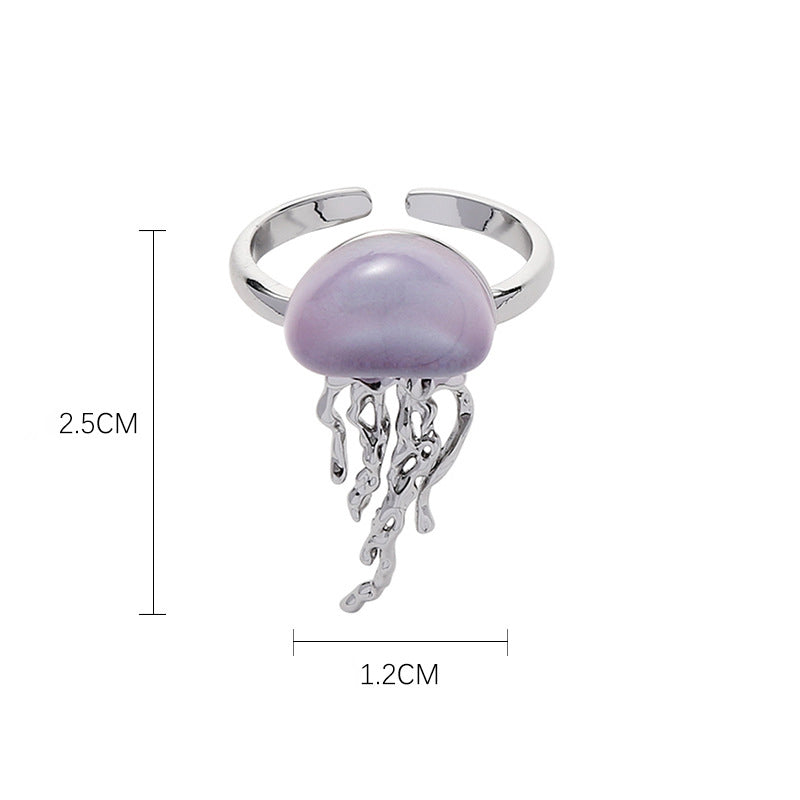 Cute Jellyfish Ring Necklace Bracelet Earring-HEARTZCORE