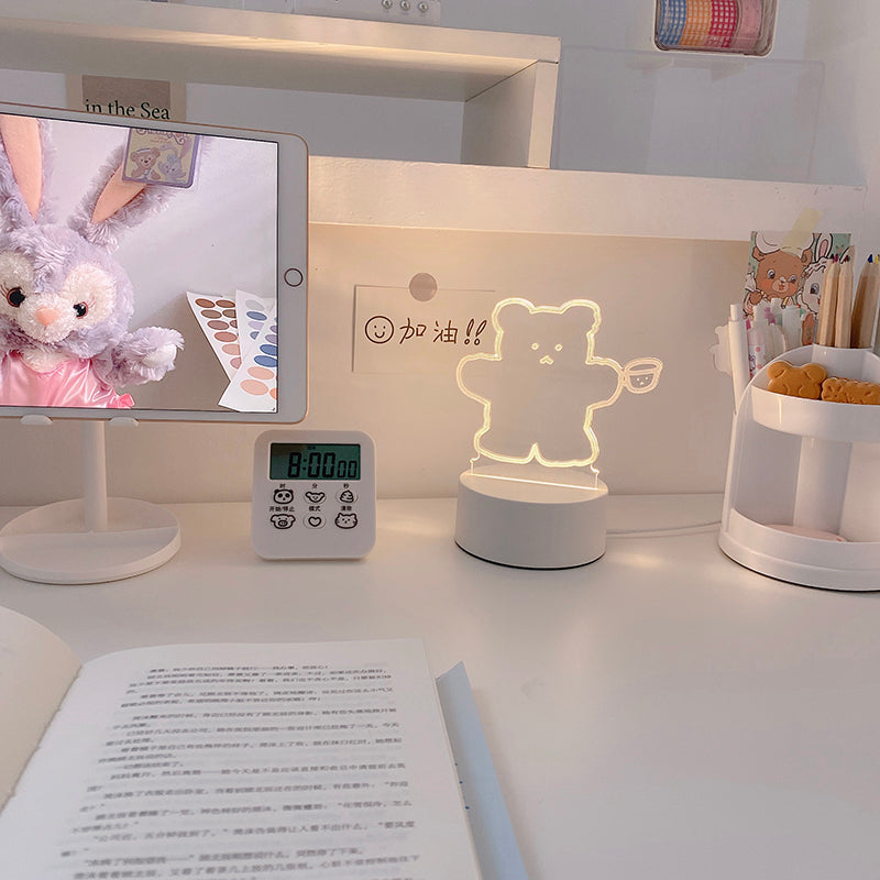 Veilleuse de bureau à DEL mignonne avec bande d'ours et de chien