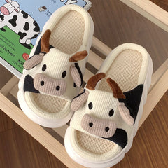 Kawaii Cow Linen Summer Sandals