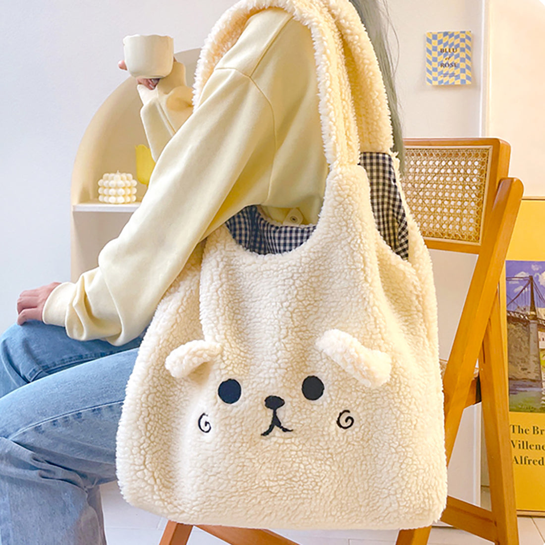 Sac fourre-tout en peluche Animal Bear Faces