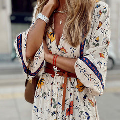 Fall/Winter Fashion Print Boho Long Dress