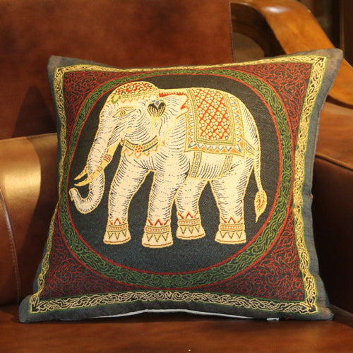 Ethnic style elephant pillowcase double-sided embroidered pillowcase sofa cushion