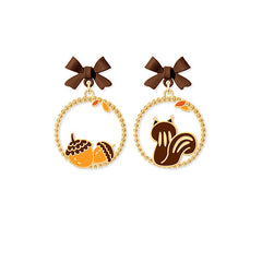 Cute Halloween Acorn Squirrel Dangle Earrings