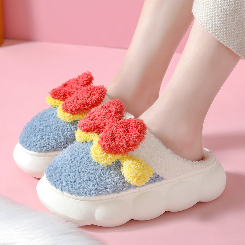 Chaussons en peluche Bowknot