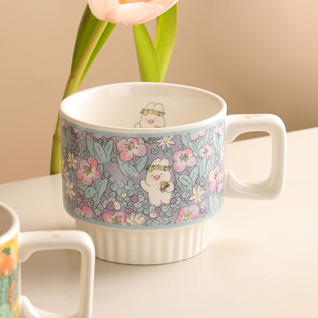 Tasse en céramique florale mignonne