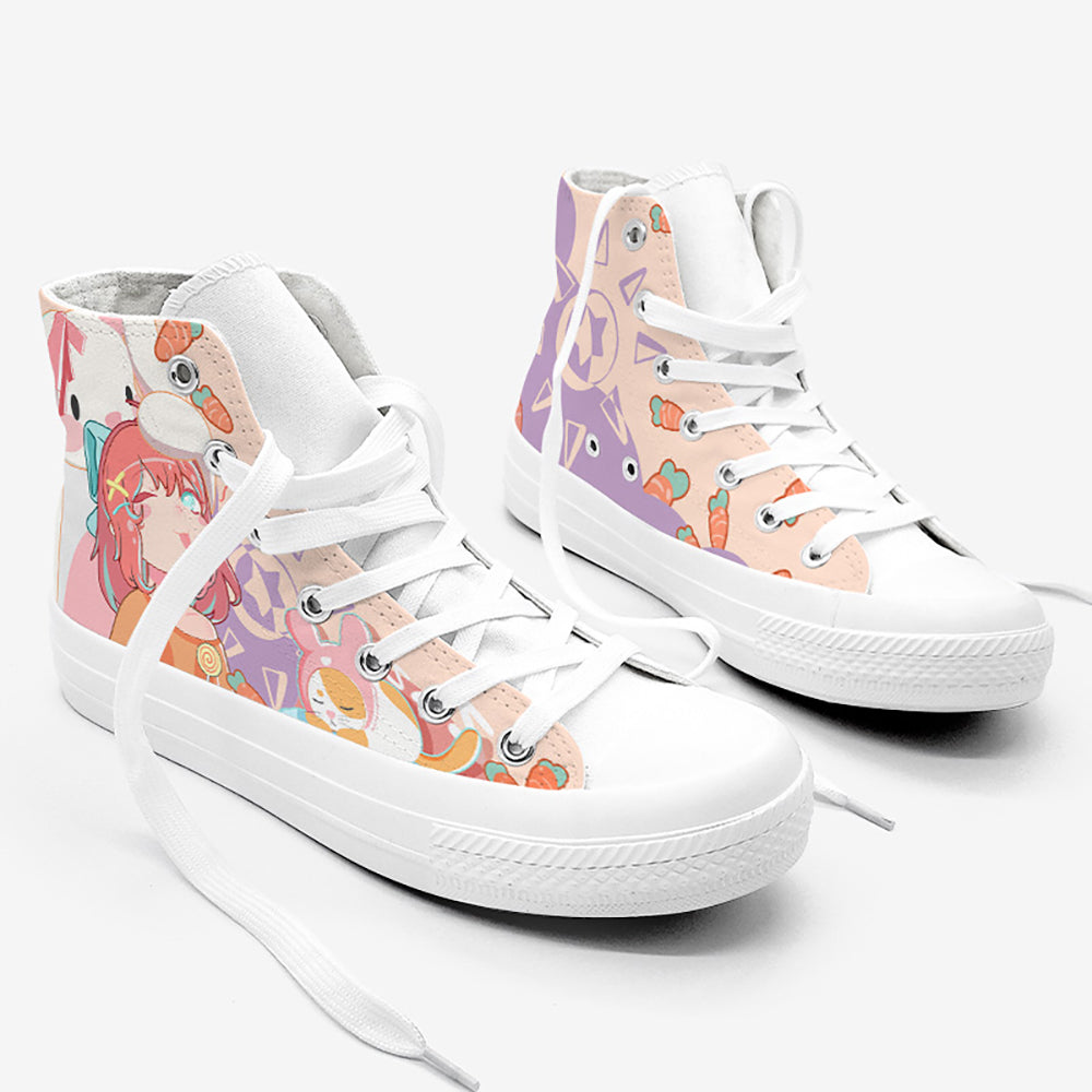 Kawaii Poi Poi Anime Girl Print Sneakers alte alla caviglia