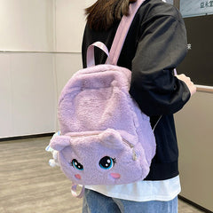 Cute Cat Eyes Furry Backpack