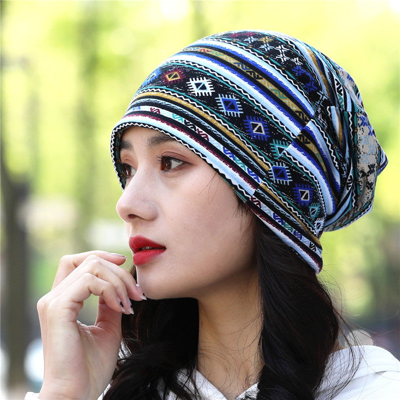 Pullover hat ethnic style bag head hat pile hat dual-purpose bib