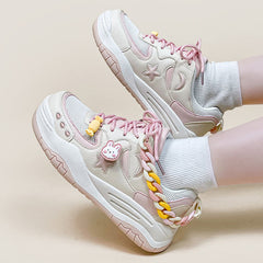 Star Bunny Chain ColorBlock Casual Sneakers