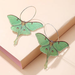 Pendientes de polilla de mariposa verde acrílico Simple a la moda, pendientes de personalidad de alta calidad para mujer