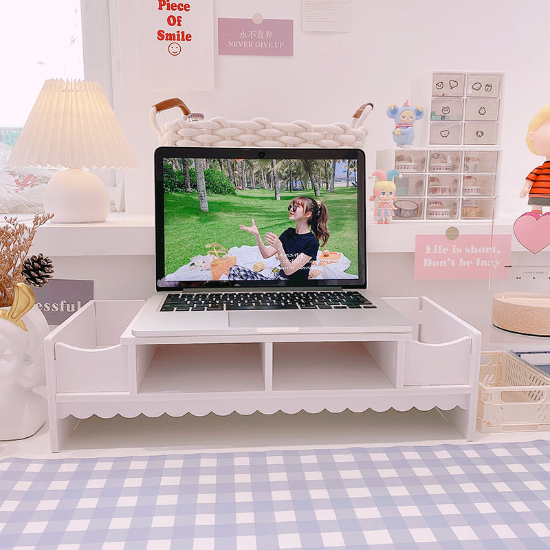 Kawaii Laptop Wood Shelf Desk Organiser