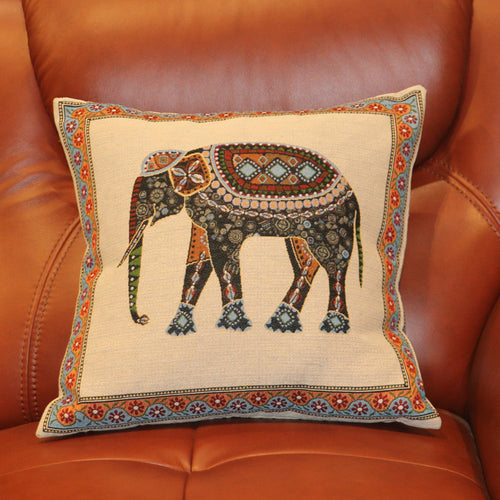 Ethnic style elephant pillowcase double-sided embroidered pillowcase sofa cushion