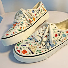 Ulzzang Canvas-Sneaker im Graffiti-Art-Design