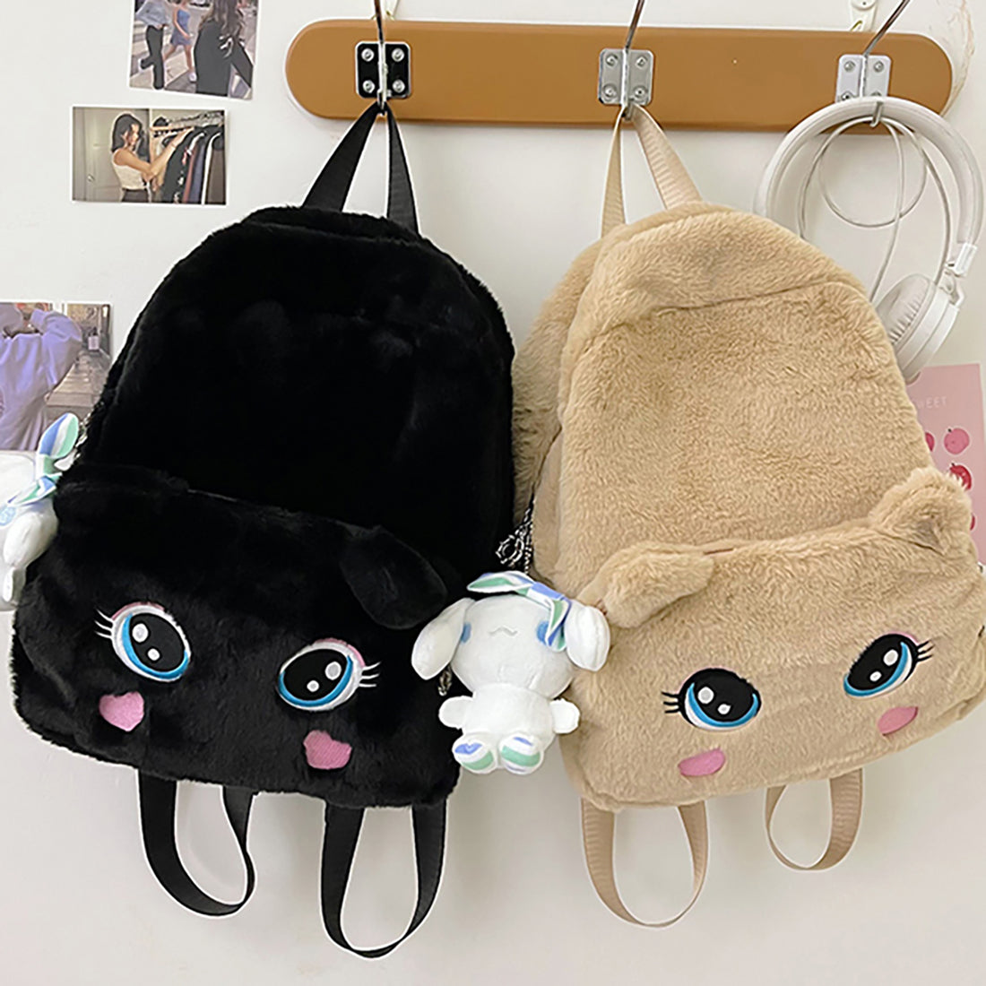 Cute Cat Eyes Furry Backpack