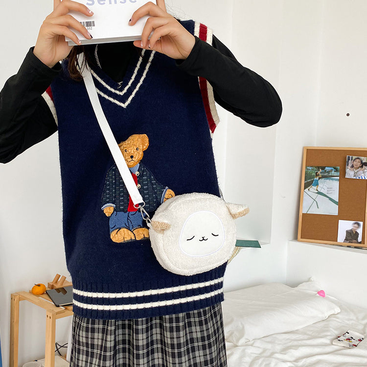 Cute Plush Lamb and Dog Mini Crossbody Bag