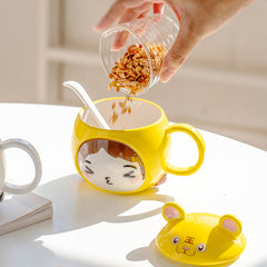 Cute Girl Ceramic Mug With Lid